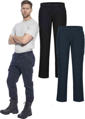 Portwest S231 Men Work Trousers Cotton Stretch Slim Fit Combat Pants Workwear 