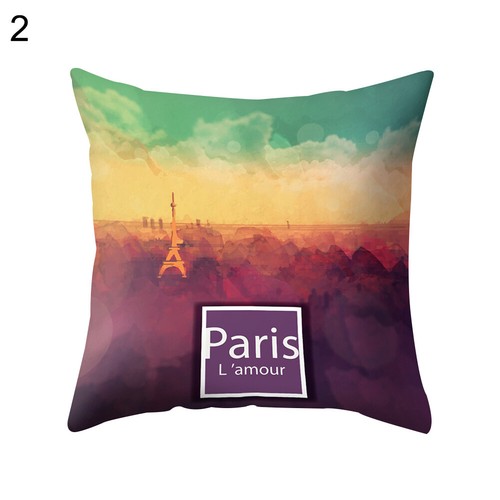 EE/_ Paris Eiffel Tower Pillow Case Soft Cushion Cover Sofa Home Decor Gift Eyefu