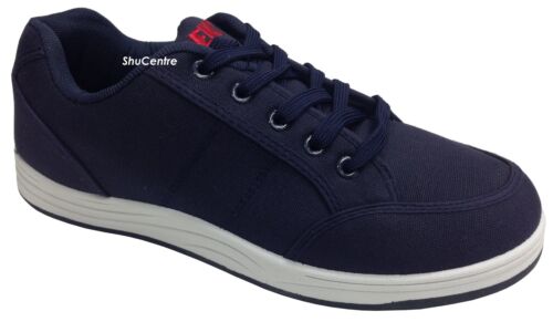 New Men/'s Navy Lace Up Comfortable Summer Canvas Trainers Shoes Casual Everyday