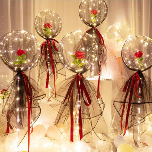 Details about  / Valentine/'s Day Gift Luminous Led Light Balloon Rose Flower For Bouquet Party