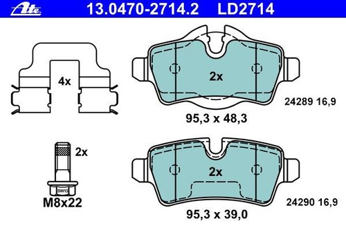 Ate ceramic pastillas de freno con wako atrás mini r55 r56 r57 r58 r59 Cooper One d s