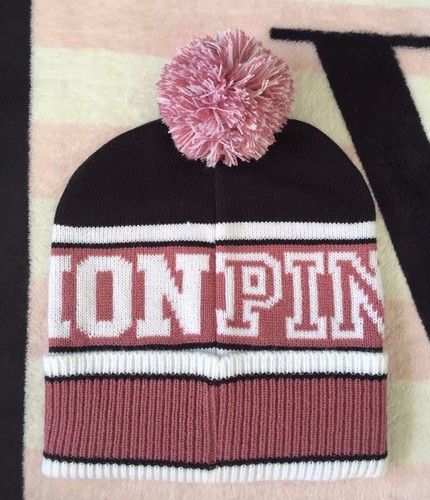 Victoria/'s Secret Pink Begonia Black White Fashion Show 2016 Pink Nation Beanie