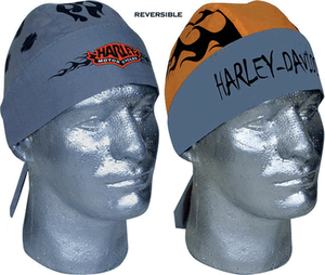HARLEY DAVIDSON REVERSIBLE GRAY ORANGE HAT HEADWRAP