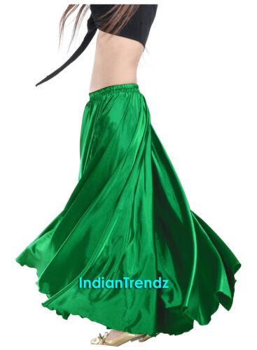 360 Full Circle Satin Long Skirt Swing Belly Dance Costumes Tribal S M to 3XL