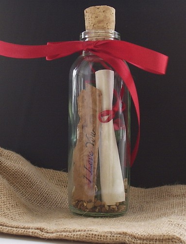 Message in a Bottle Personalised Love Letter Keepsake Your sentiments on scroll