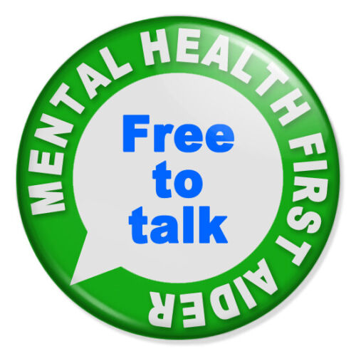 MENTAL HEALTH FIRST AIRDER 25mm 1" Pin Badge FREE TO TALK 