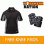 FREE KNEE PAD Apache Black Dry Max Performa Wicking Polo Shirt Work T-Shirt