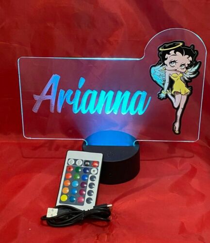 Betty Boop Angel Light Up Lamp LED Personalized Table Lamp Engraved With Remote 