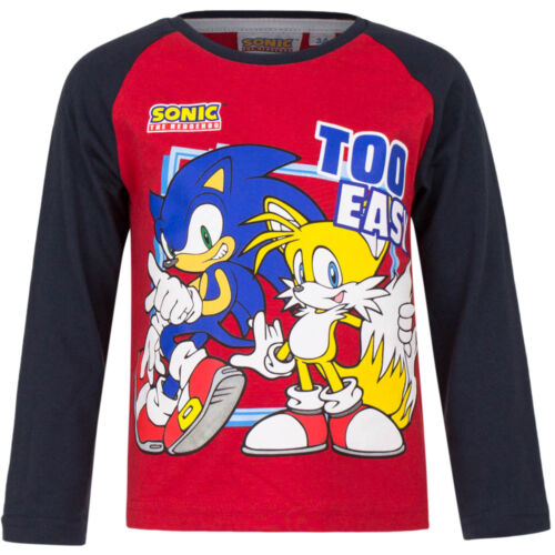 Nuevo camisa manga larga jóvenes Mega Sonic suéter azul gris rojo 98 104 116 128 #94 