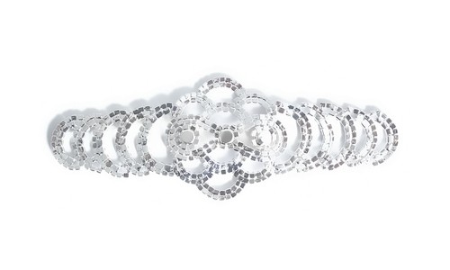 Diamante Motif Applique Rhinestone Sew on Wedding Silver Crystal Patch 011