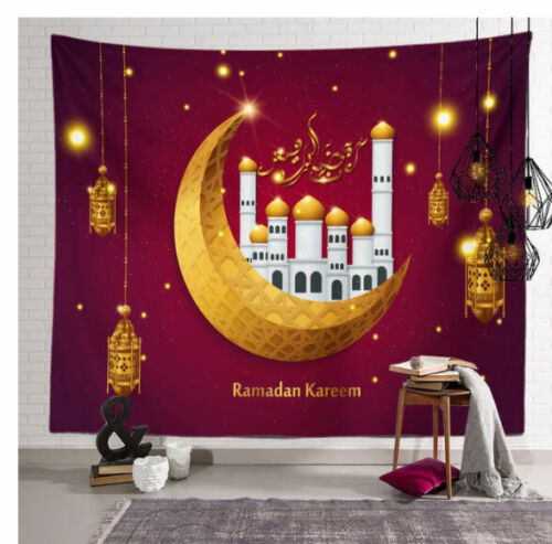 Ramadan Eid Mubarak Home Decor Celebration Tapestry Moon Star Wall Hanging Party 