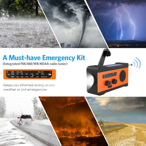 Details about  / Emergency Solar Hand Crank Weather Radio AM//FM//NOAA LED/_Flashlight Phone/&Charger