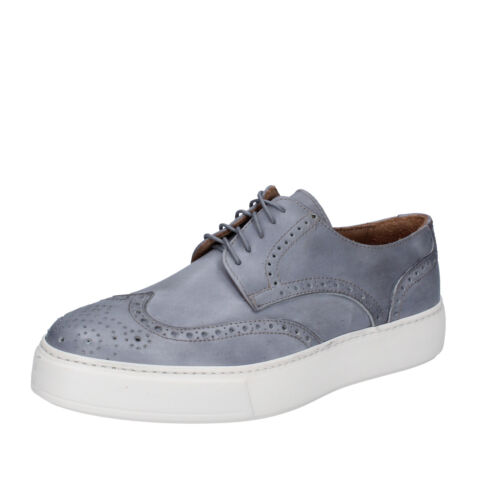 men/'s shoes DI MELLA 8 EU 41 elegant sneakers gray leather AB931-C