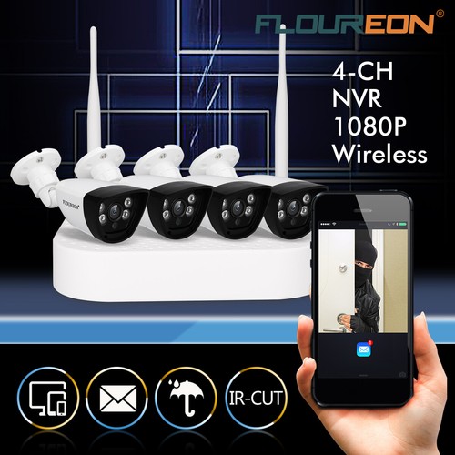 4CH 1080P DVR Wireless NVR Outdoor IR IP WIFI Camera CCTV Video Security System