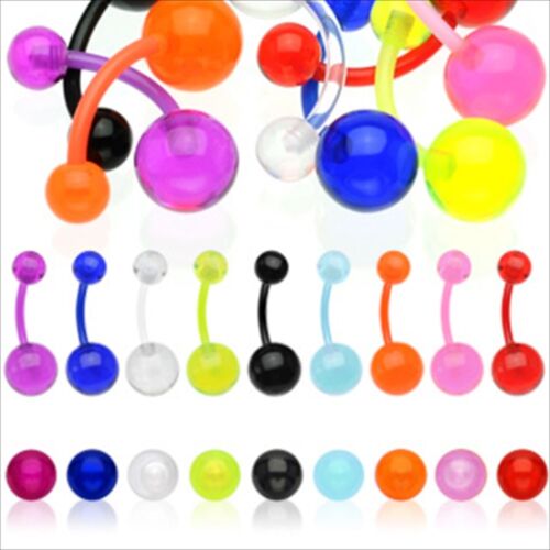 14g PINK ONLY Clear UV Acrylic Bio Flex Navel Belly Ring Buy 1 Get 1 Free