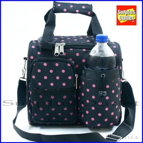 Polka Dot Insulated Lunch Bag With Adjustable Strap and Removable Liner
