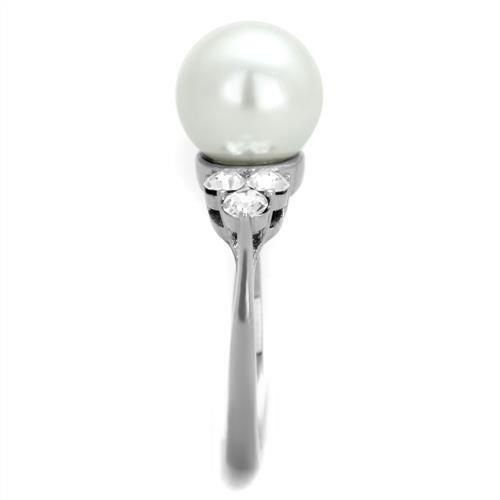 1824 10mm cream pearl STAINLESS STEEL RING NO TARNISH SIMULATED DIAMOND PRETTY 