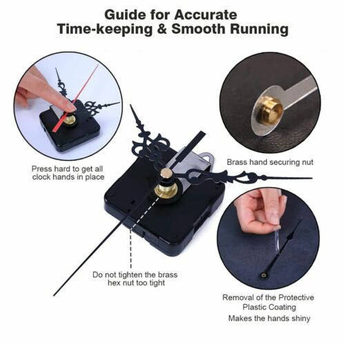 DIY Clock Movement Mechanism Hands Wall Repair Tool Parts Kit Long Shaft Silent