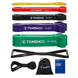 TOMSHOO 5 Packs Pull Up Assist Bands Set Resistance Loop Bands Powerlifting with 