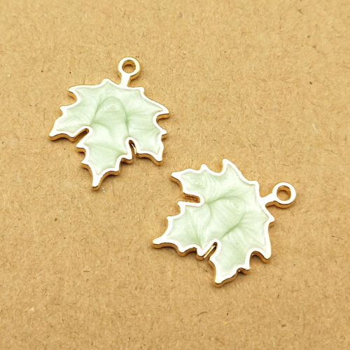 10Pcs Maple Leaf Enamel Pendants Charm For Necklace Bracelet Jewelry Making 