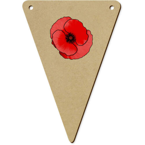 BN00064514 5 x 140mm 'Rememberance Poppy' Wooden Bunting Flags 