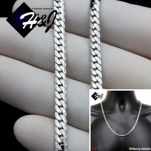 24/"MEN/'s Stainless Steel 4mm Silver Diamond Cut Miami Cuban Chain Necklace*N161