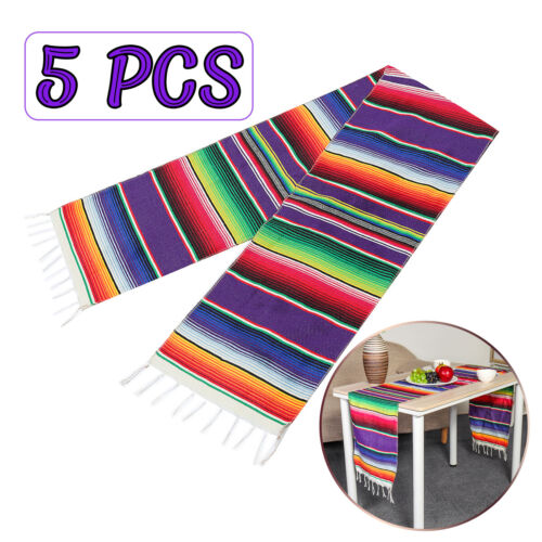 5x Mexican Serape Table Runner Tablecloth Cotton Festival Home Party Decoration