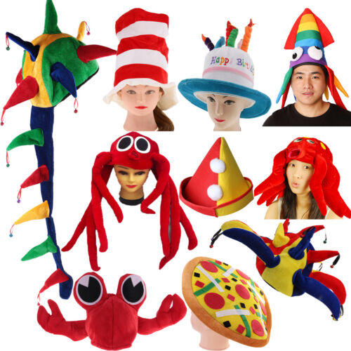 MagiDeal Adults Kids Novelty Sea Animal Pizza Jester Plush Fancy Dress Party Hat