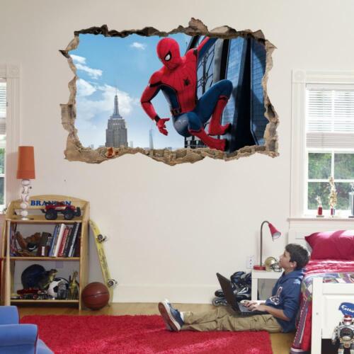 Spider Man Homecoming 3D Smashed Wall Sticker Decal Home Art Mural Marvel J338 
