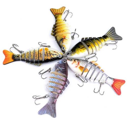 Fishing Lures 6-Segments Fish Bass Minnow Swimbait Tackle Hook Lure Crank Bait