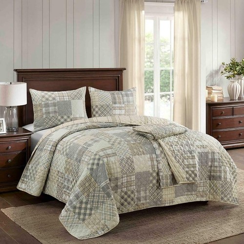 Donna Sharp Somerset Quilted Patch Lodge Country Reversing Queen 3 Pc Quilt set