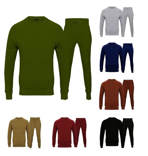 Mens Plain Round Neck jogging suit Full Tracksuit Stretchable Top Bottom set