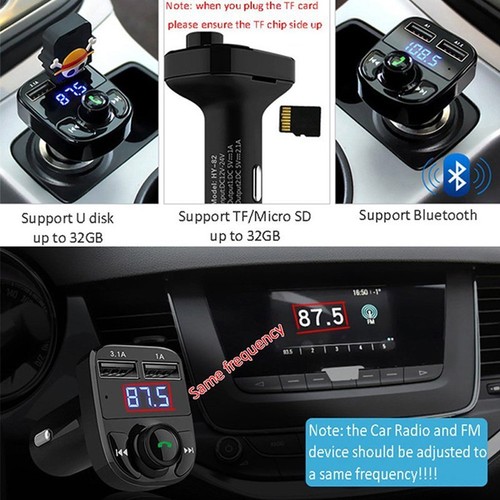 Bluetooth FM Transmitter Wireless Radio Adapter USB Car Mp3 Player Charger PU