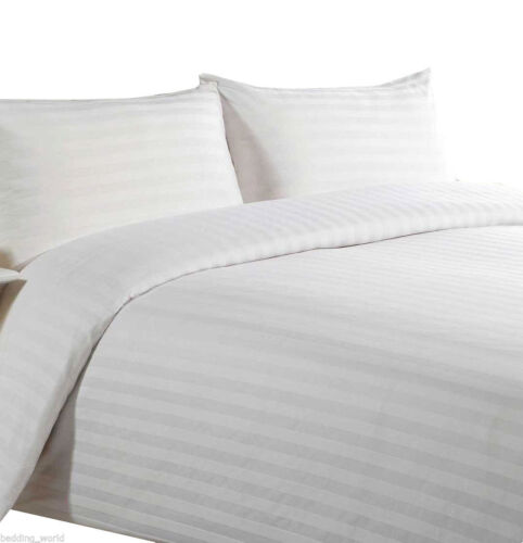 Hotel Quality White 300 T/c 100% Cotton Sateen Stripe 7' x 7' bed fitted sheets 