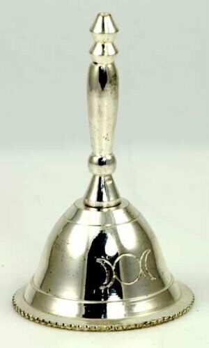 Silver Altar Bell with Triple Moon Design