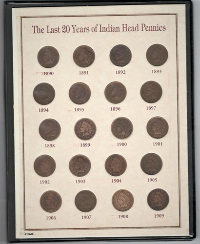 LAST 20 YEARS INDIAN HEAD PENNIES 1890-1909