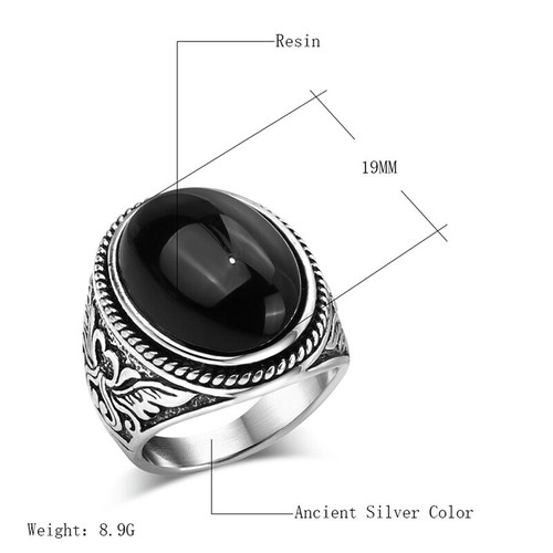 Vintage Ring For Women Men Oval White Natural Stone Gothic Jewelry Gifts MH