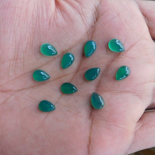 7x10 mm Birnengrün Onyx Cabochon Lose Edelstein Großhandel Lot 100 Stk