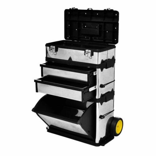 3 Part Rolling Stacking Trolley Tool Box Chest Organizer Cabinet Metal Portable 
