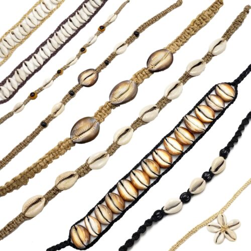 Cowrie Shell Choker Bead Necklace Tiger Cowrie Sea Shell Jewelry Boho Beach Wear