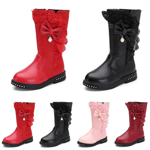INFANTS GIRLS MID-CALF BOOTS KIDS WINTER GRIP ZIP WARM SCHOOL PRINCESS BOOTS UK