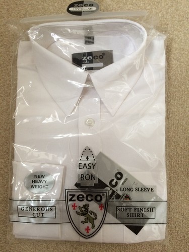 ZECO Boys Long Sleeve Soft Feel Easy Iron School Shirt White Blue 3-15.5 Years