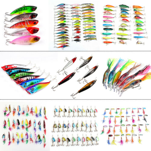 Mixed Fishing Lures Hooks Tackle Spinners Plugs Soft Bait Pike Bass Trout Salmon