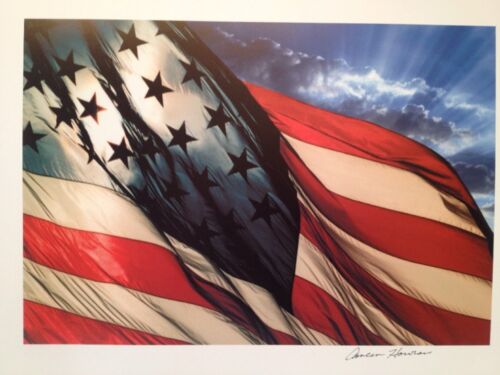 American Flag USA Photo Print Poster Dawns Early Light Ameen Howrani Signed