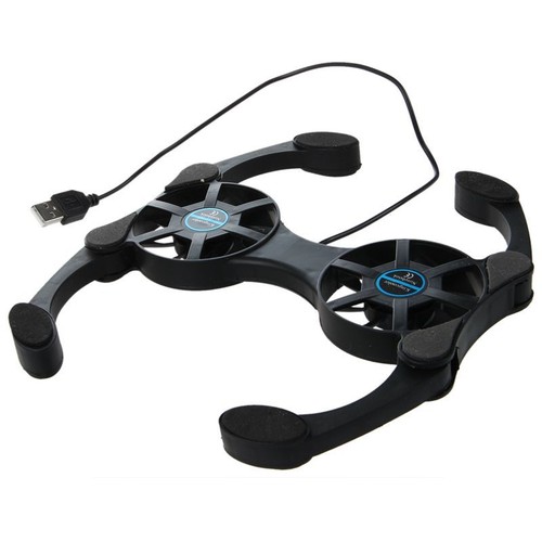 USB 2.0 External Laptop Cooler Pad Notebook Cooler 2 Fan Black E4R5