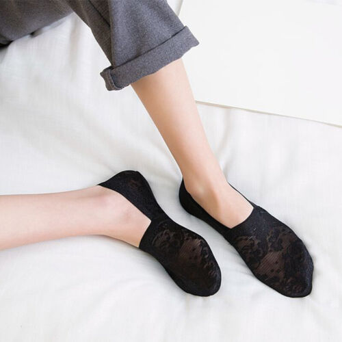 Women Cotton Blend Lace Antiskid Invisible Low Cut Socks Toe Ankle Soc SL