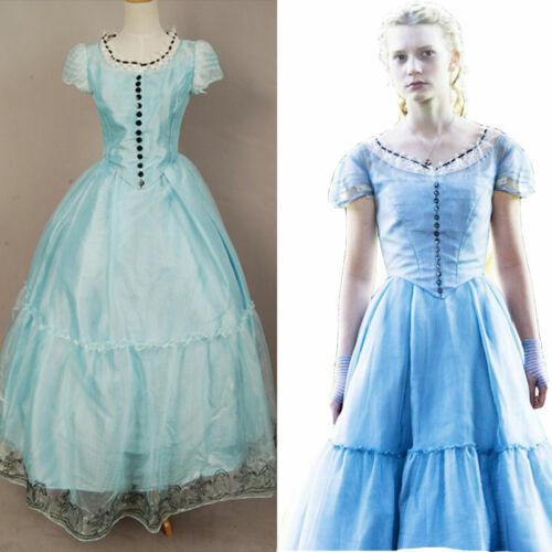 Tim Burton Alice In Wonderland Alice Costume Blue Dress Cosplay Party Dress Prom