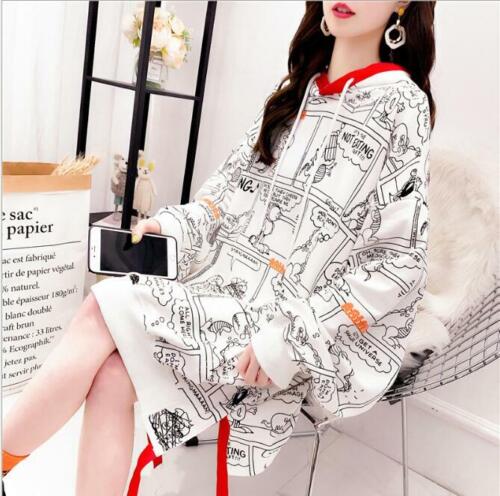 Women Girl New Korean Fashion Cartoon Printed Hooded Pullover Hoodies Sweats Top 