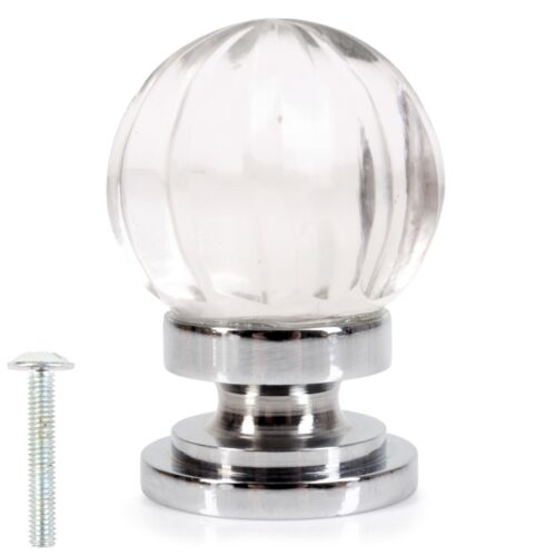 PUMPKIN FURNITURE HANDLES 32mm Glass Crystal Diamond Cabinet Cupboard 1//2//4//10