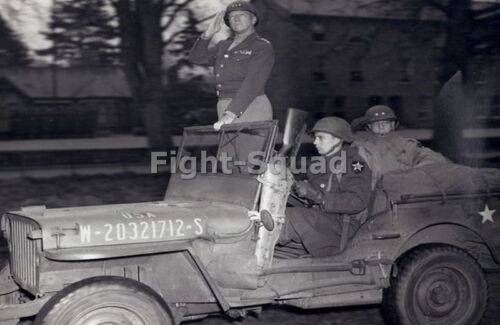 WW2 Picture Photo General George Patton at Field in a Jeep 2835